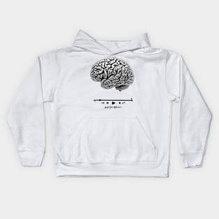 Brain over heart, brains, thinker, overthinking, smart, intelligent, aesthetic, vintage, retro, dark Kids Hoodie